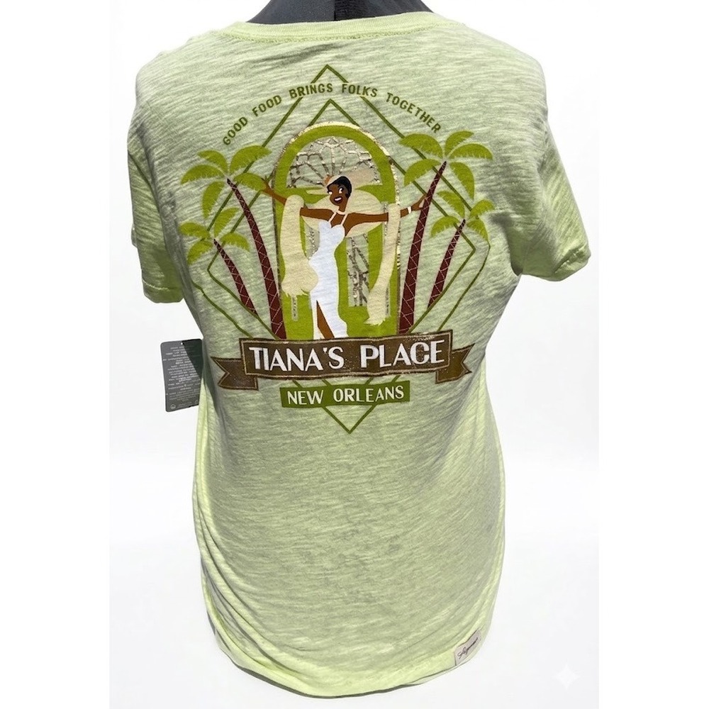Disney Princess Tiana's Place New Orleans Graphic Pocket T-Shirt Green L NWT